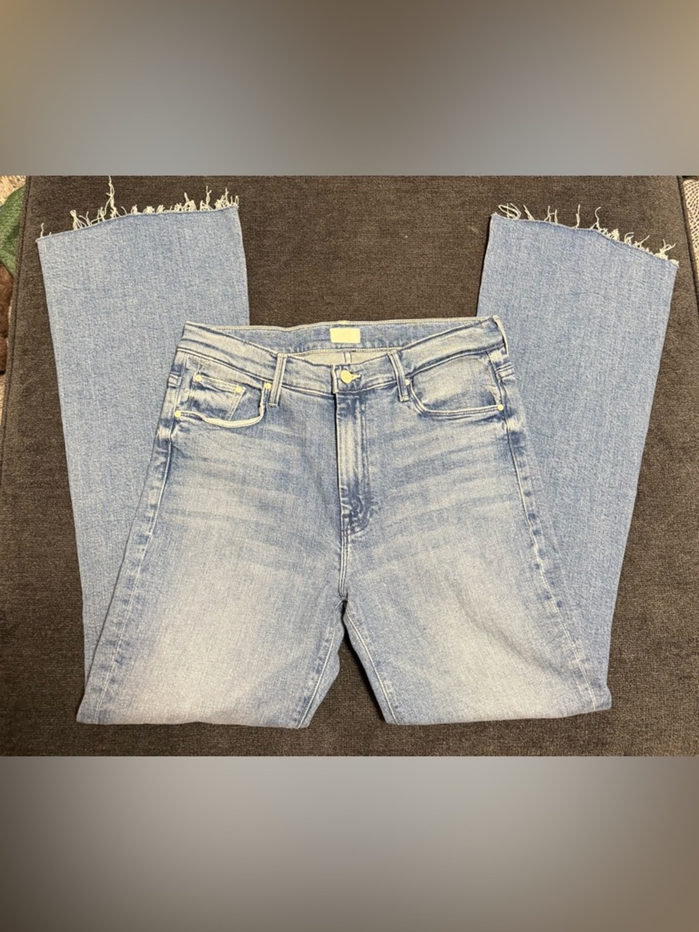 MOTHER The Weekender Fray High-Rise Light Blue Jeans